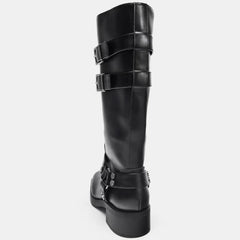 Metal Rivet Punk Women Knee High Boots