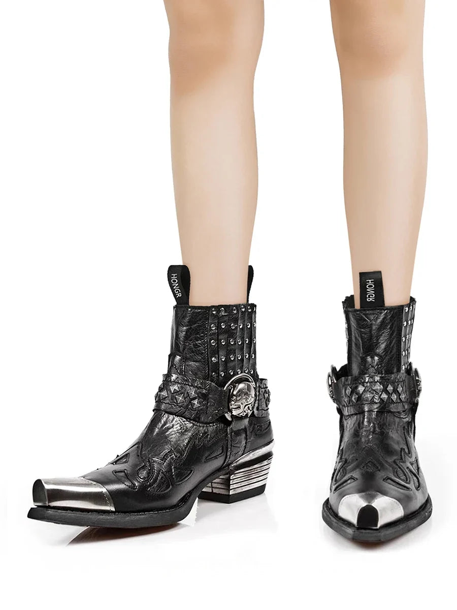 Metallic trim pointy toe women's Boots