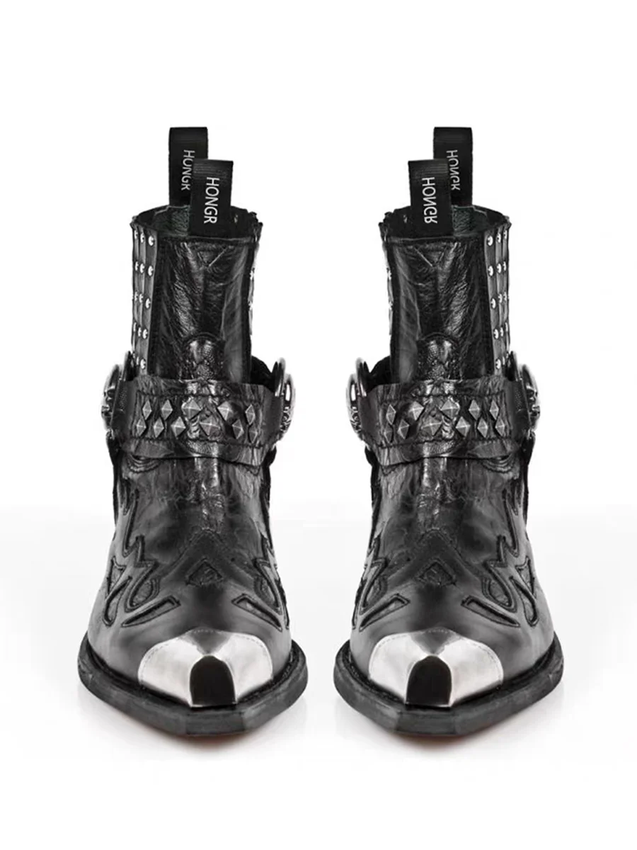 Metallic trim pointy toe women's Boots