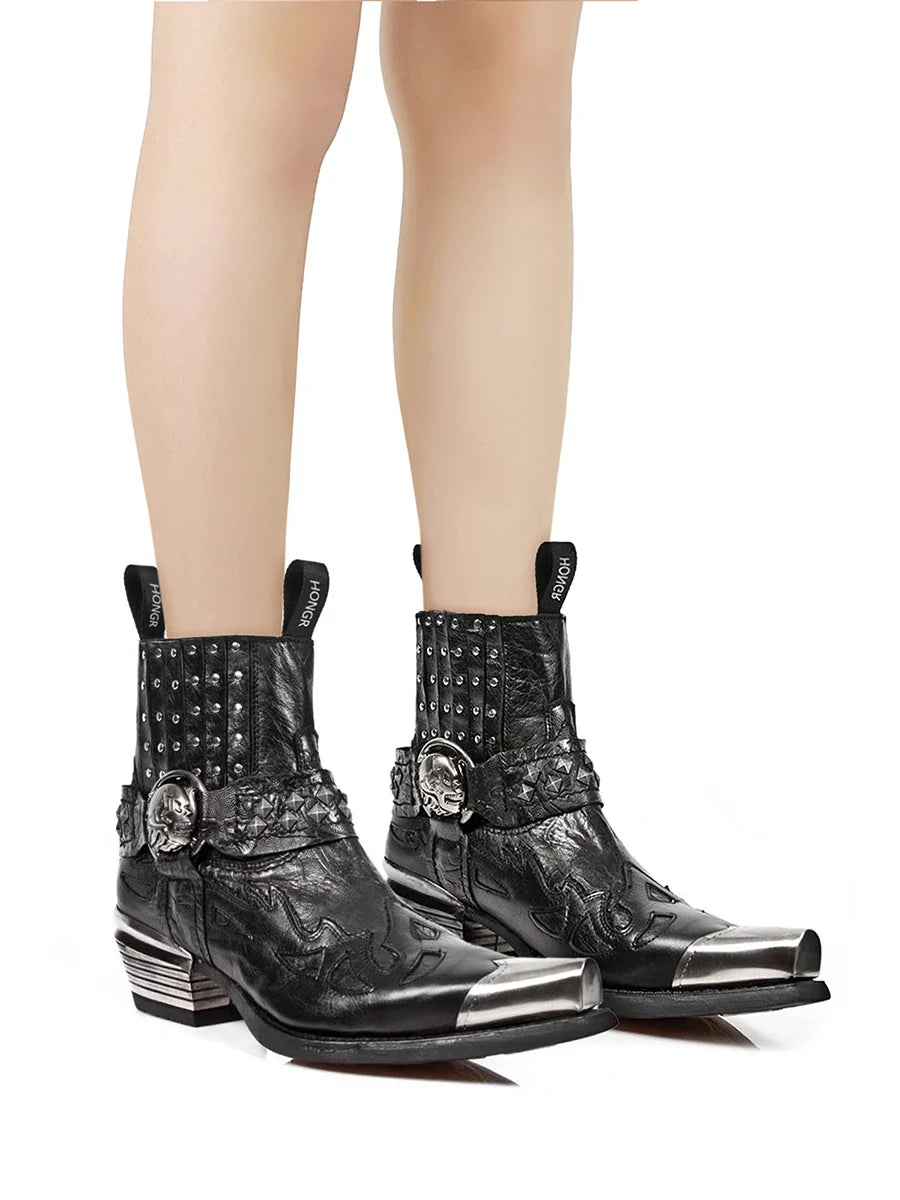 Metallic trim pointy toe women's Boots