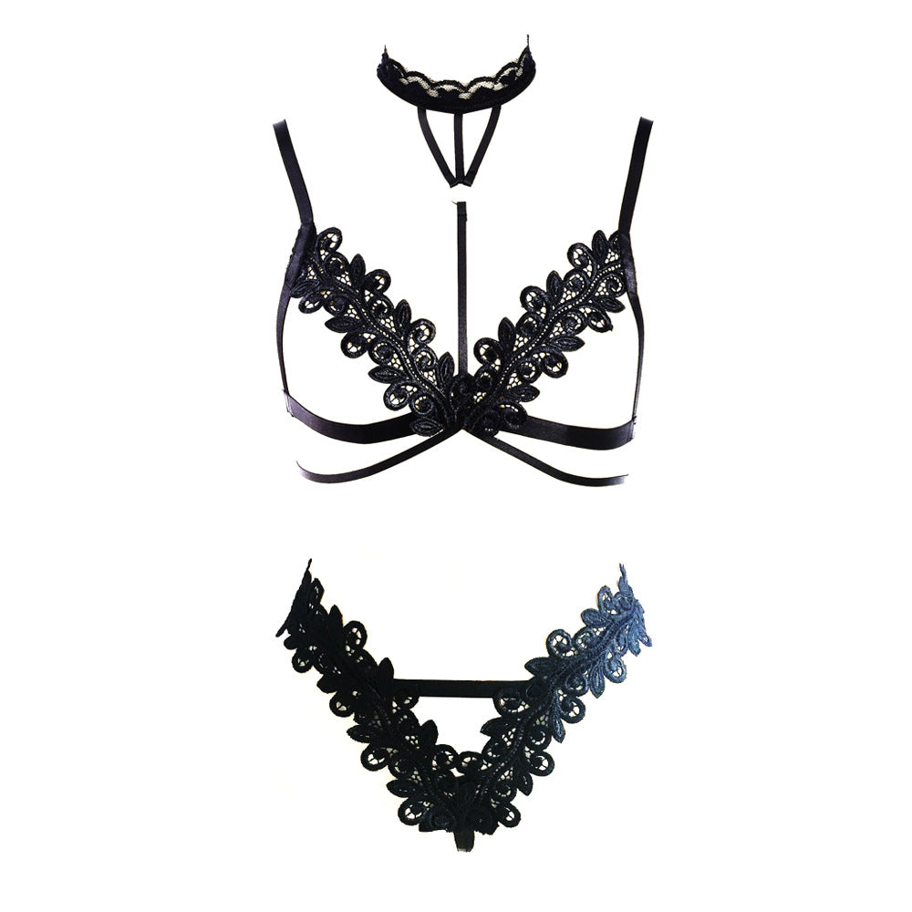 Naughty Sexy Blonde Lingerie Set Slutty Body Harness Lingerie Women  Bra Panties