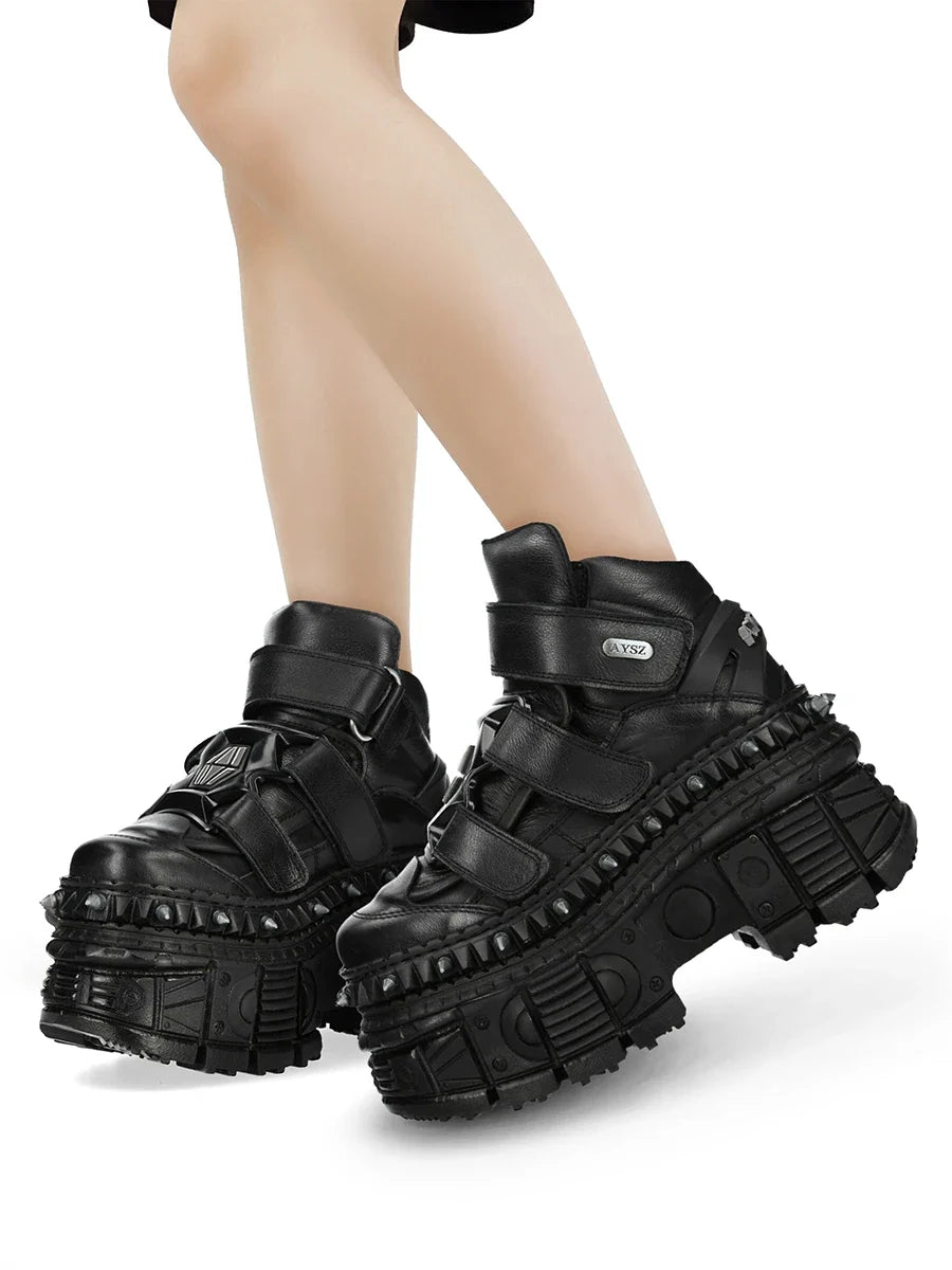 Neo-punk style lace-up design super-high heel platform Shoes