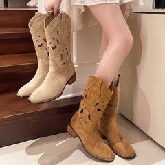 Popular Hollow Embroidered Vintage Western Boots