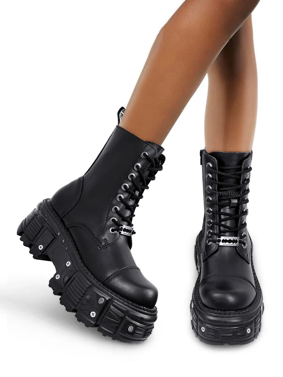 Punk Women Platform Ankle Boots