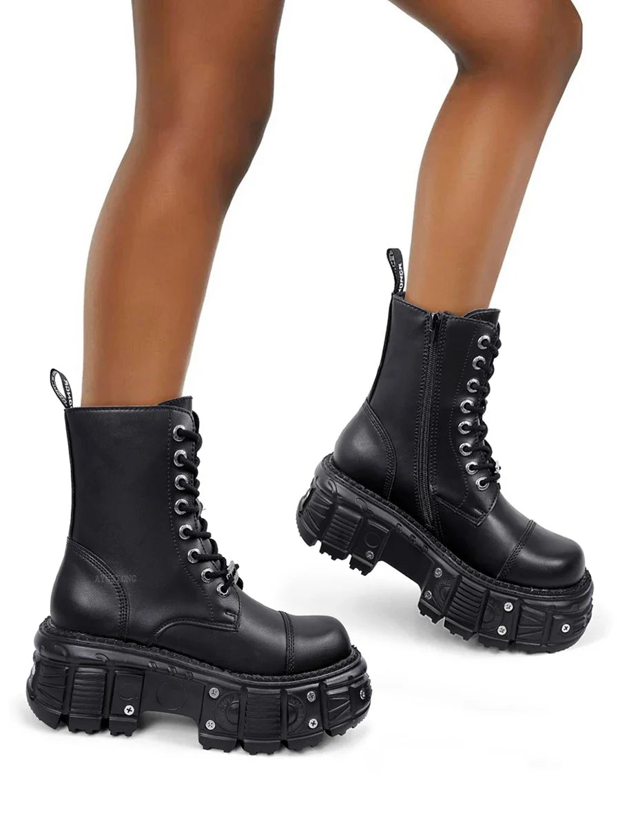 Punk Women Platform Ankle Boots