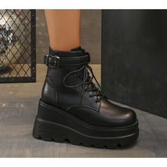 Style Luxury Black Wedges Ankle Boots