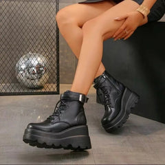 Style Luxury Black Wedges Ankle Boots