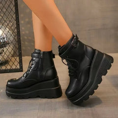 Style Luxury Black Wedges Ankle Boots