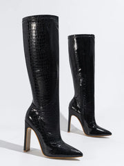 Thick Heel Middle Tube Elastic Boots
