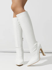 Thick Heel Middle Tube Elastic Boots