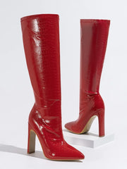 Thick Heel Middle Tube Elastic Boots