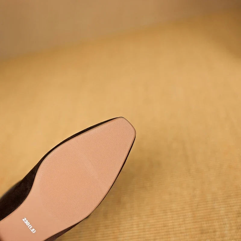women's genuine leather cow suede square toe Shoes