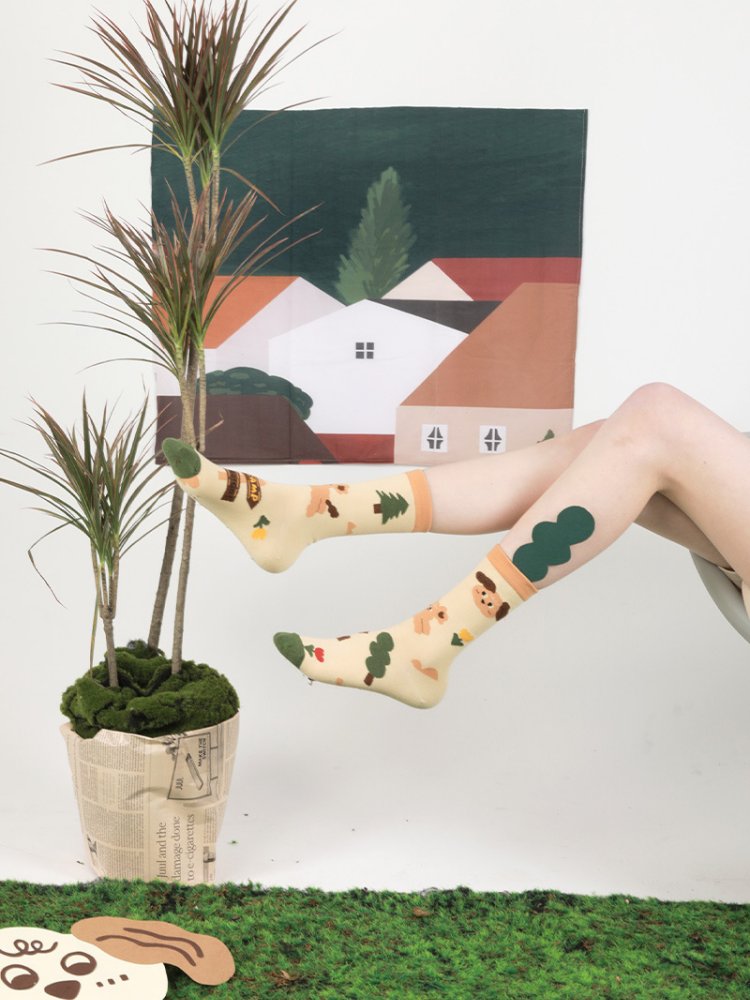 Cute Cartoon Kitty Pattern Cotton Socks