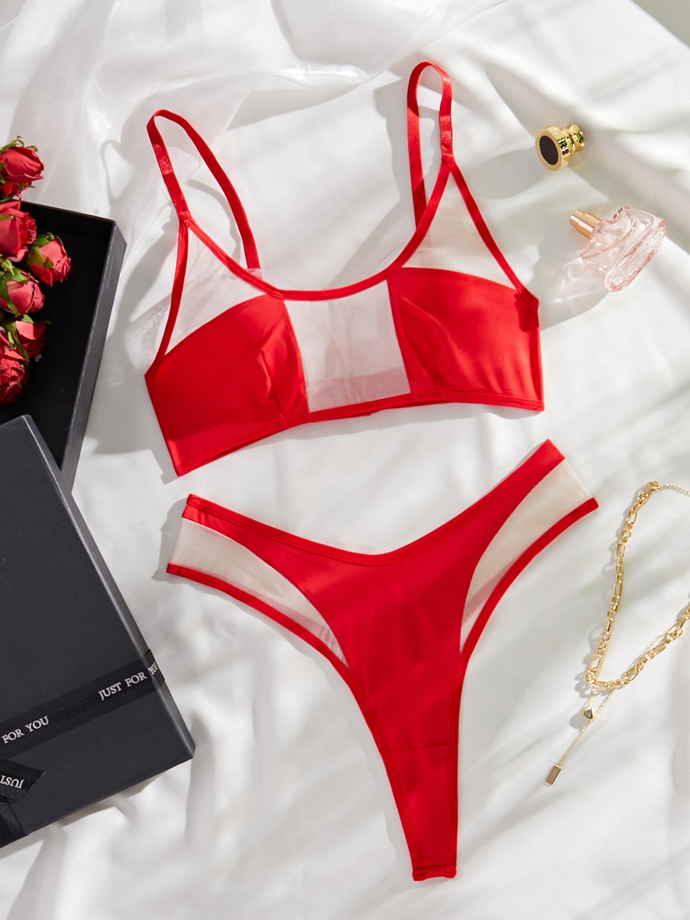 Red See Through Sheer Lingerie