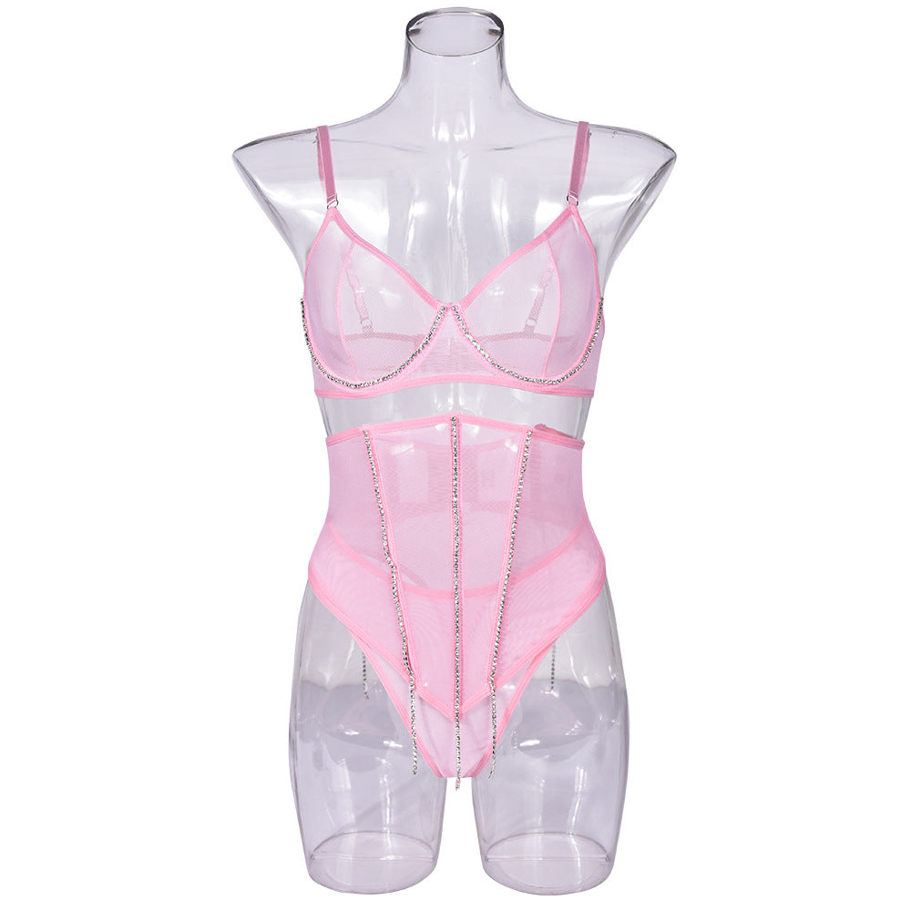 Red See Thru Lingerie Women Set Nasty Bra & Panty