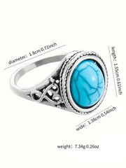Sterling Silver Ring with Exquisite Blue Stone