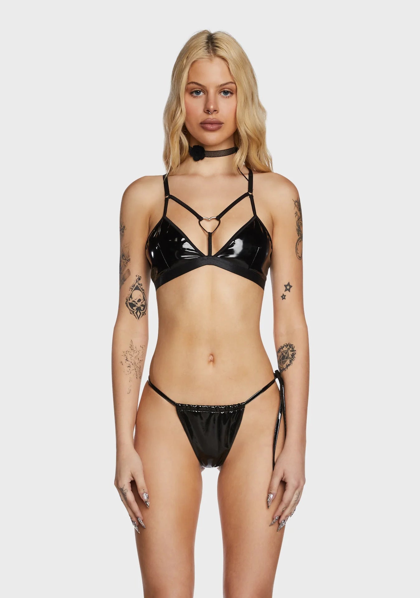 Sexiest Sluzu leather lingerie Set Extreme Bra & Panty Black