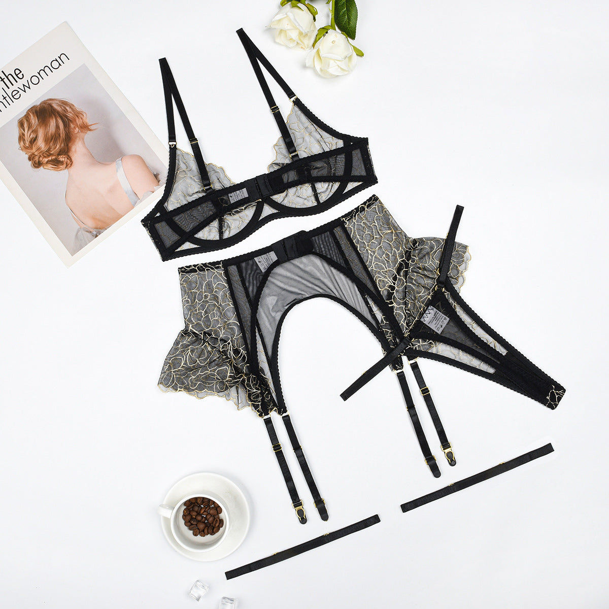 Sexy Women Bra Sheer Embroidered Lingerie