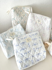 Seaside Blue Floral Makeup Bag