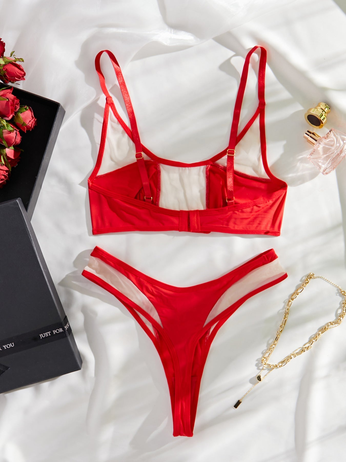Red See Through Sheer Lingerie