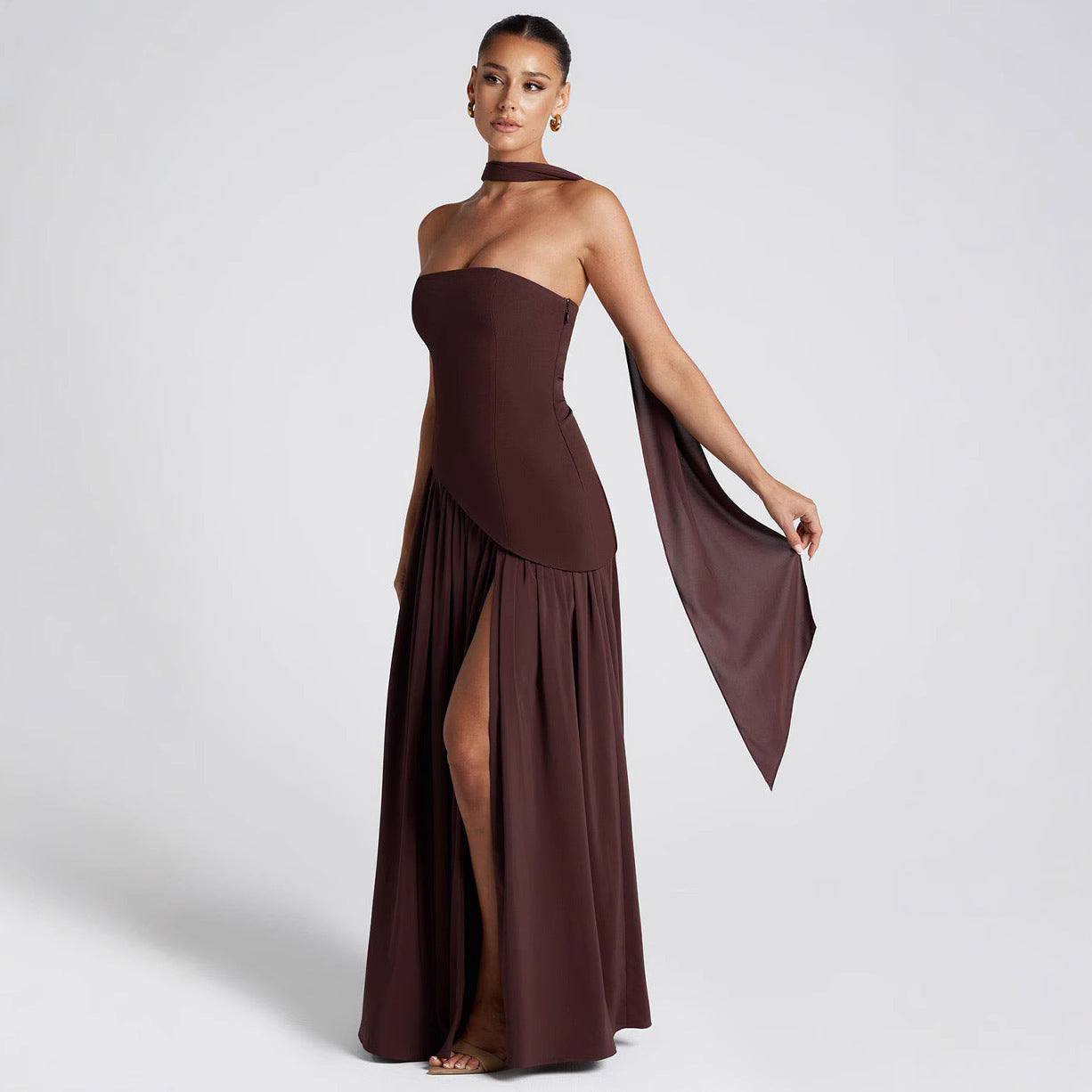 STRAPLESS SLIT DRESS