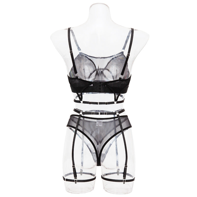 Wife Sexiest Lingerie Set Hot Mesh Sheer Lingerie White Bra Panties