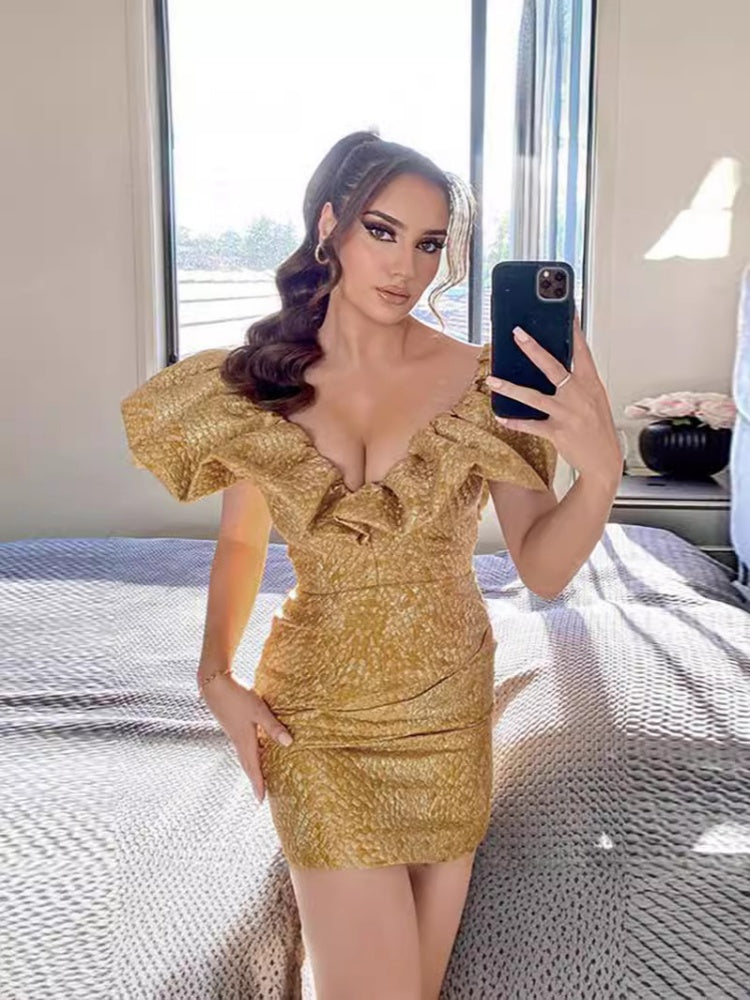Fashionable V-Neck Backless Dress