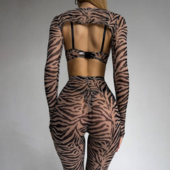 Long Sleeved Cougar Lingerie Outfits with Leggings