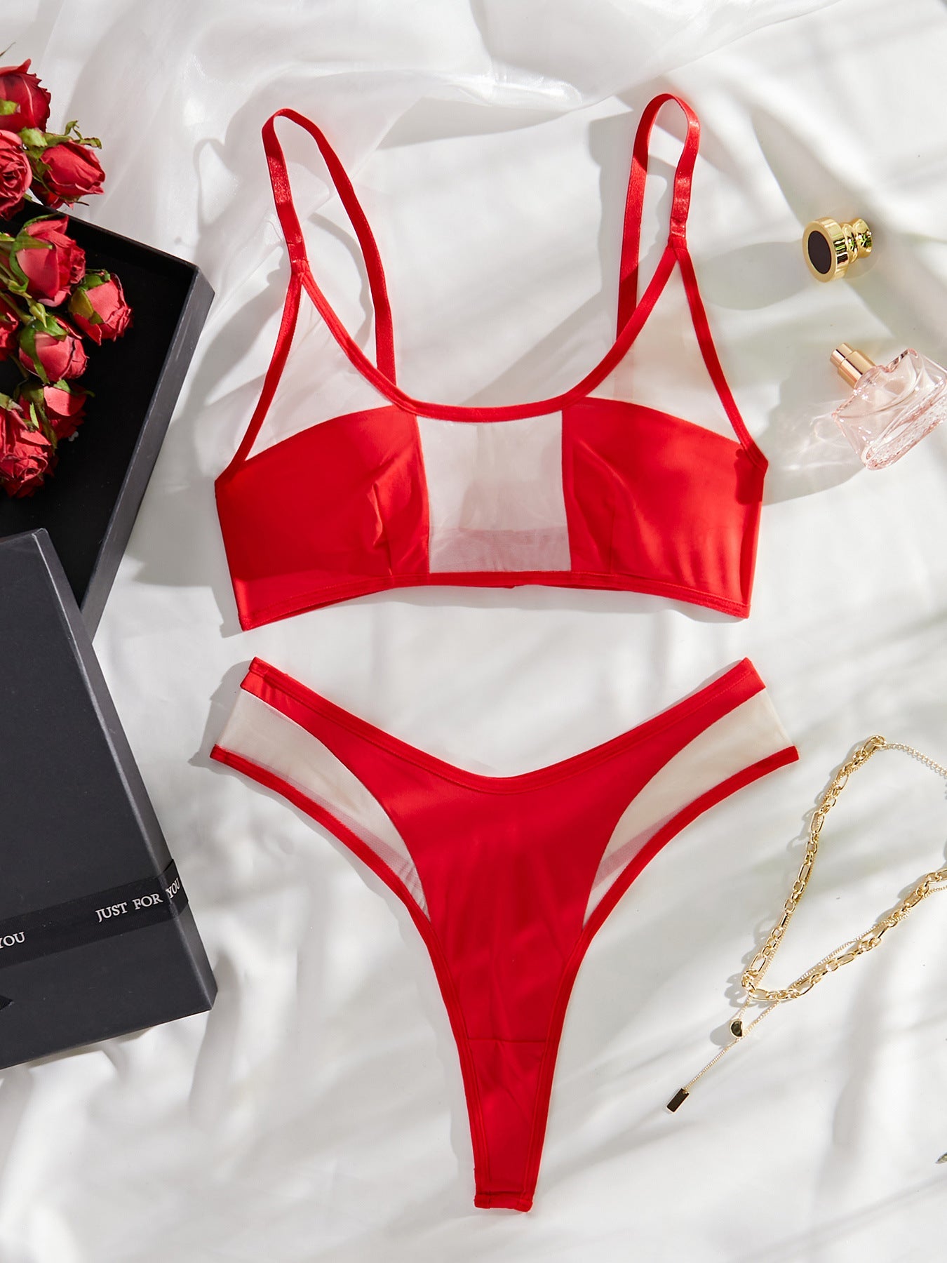 Red See Through Sheer Lingerie