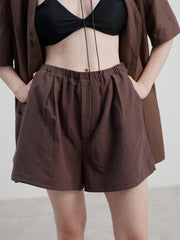 Linen Casual High-Waisted Loose Shorts