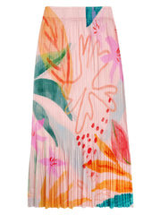 Slim printed pleated A skirt