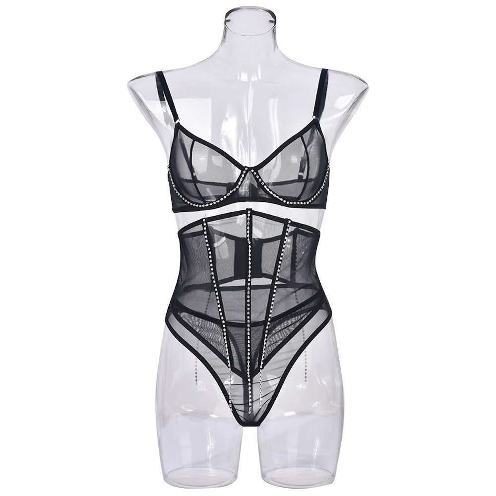 Red See Thru Lingerie Women Set Nasty Bra & Panty