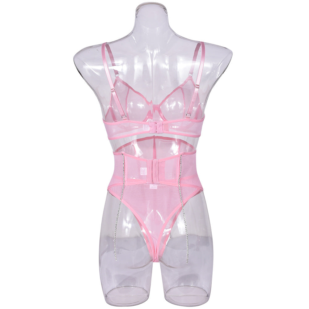 Red See Thru Lingerie Women Set Nasty Bra & Panty
