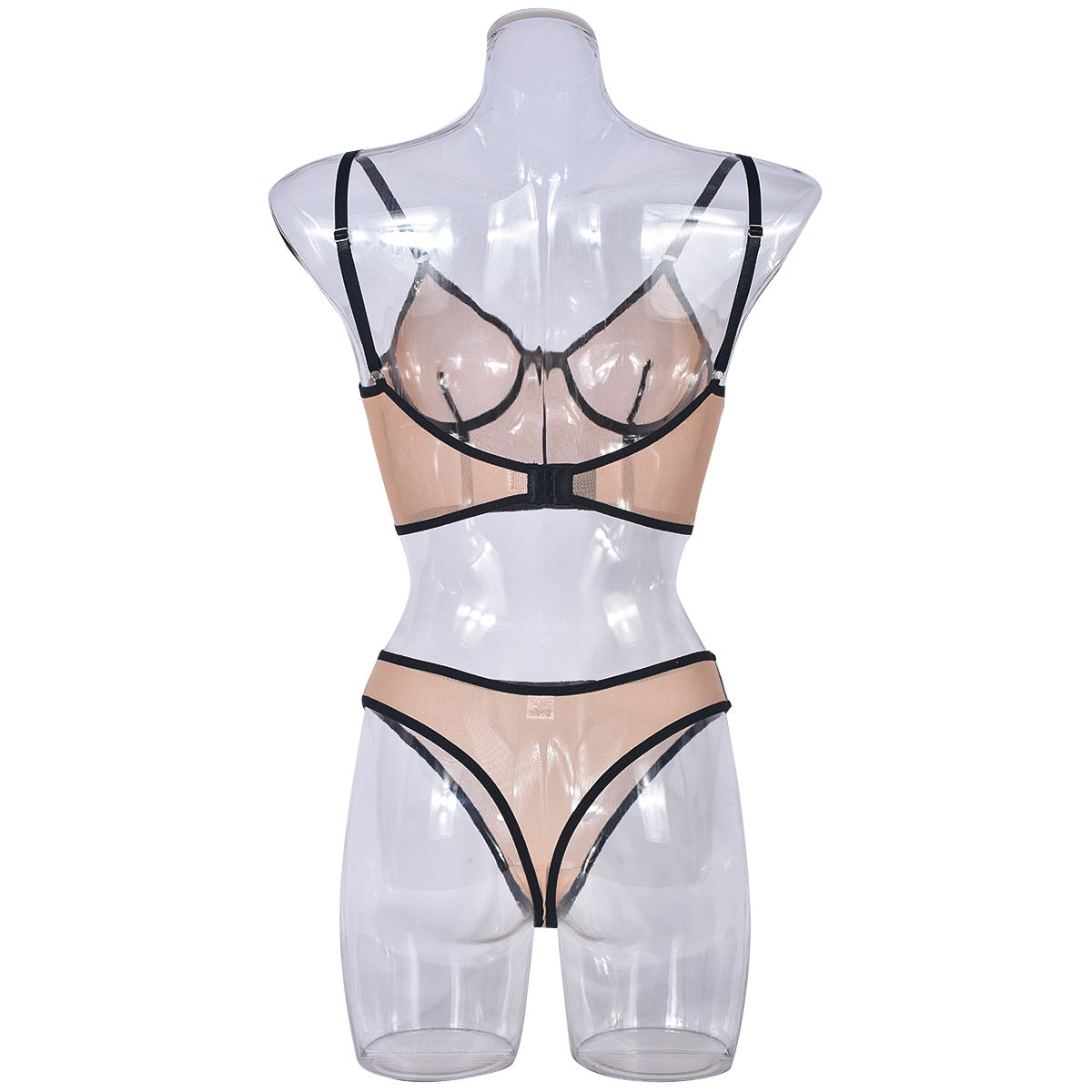 Women See-Through Lingerie Set Red Bra & Panty