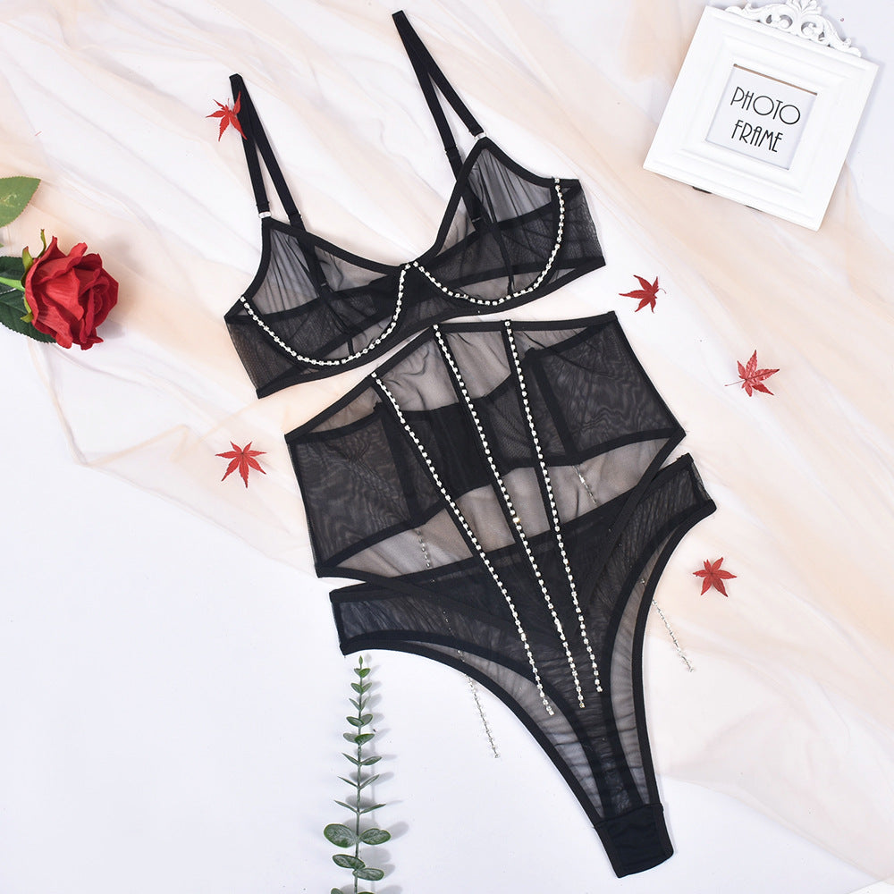 Red See Thru Lingerie Women Set Nasty Bra & Panty