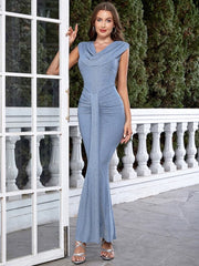 V neck Ruched Mermaid Dress