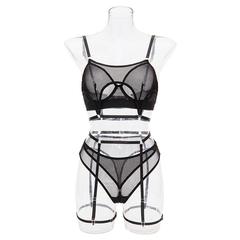Wife Sexiest Lingerie Set Hot Mesh Sheer Lingerie White Bra Panties