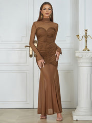 Halter Backless Ruched Dress