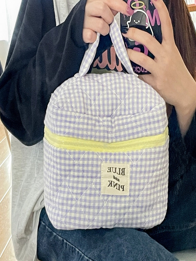 Blueberry Grid Makeup Bag