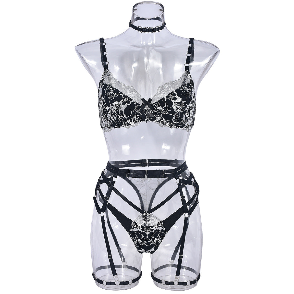 Naughty Black Garter Lingerie Set Latina Bra & Panty Sexiest