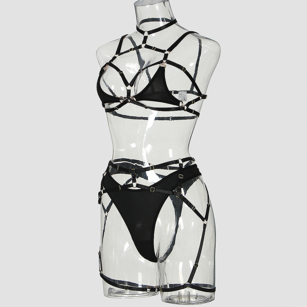 Red Sluzu leather lingerie Set Sex Bra & Panty Women Choker