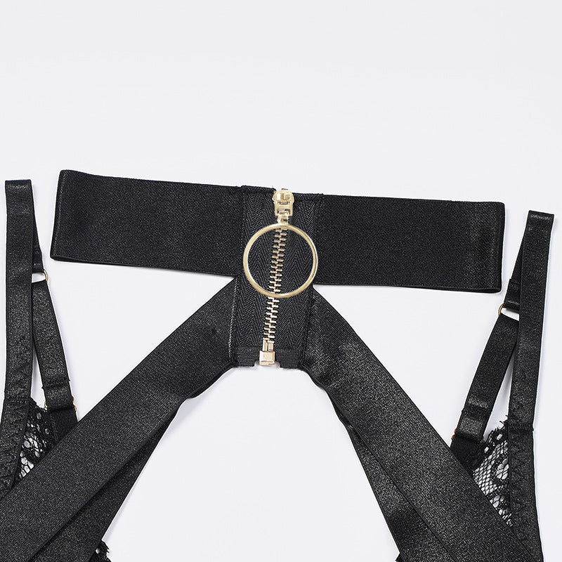 Latina Sluzu harness lingerie Set Slutty Bra & Panty Black Choker