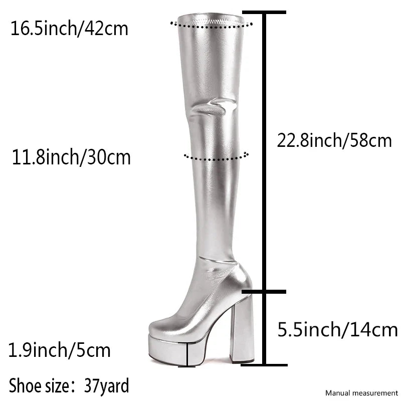 Pink Platform Waterproof Over The Knee Boots