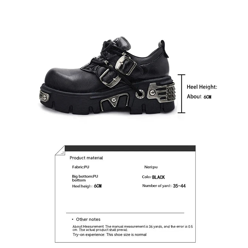 Platform Metal Punk Flats Cross Tied Buckle Single Shoes