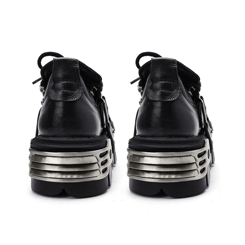 Platform Metal Punk Flats Cross Tied Buckle Single Shoes