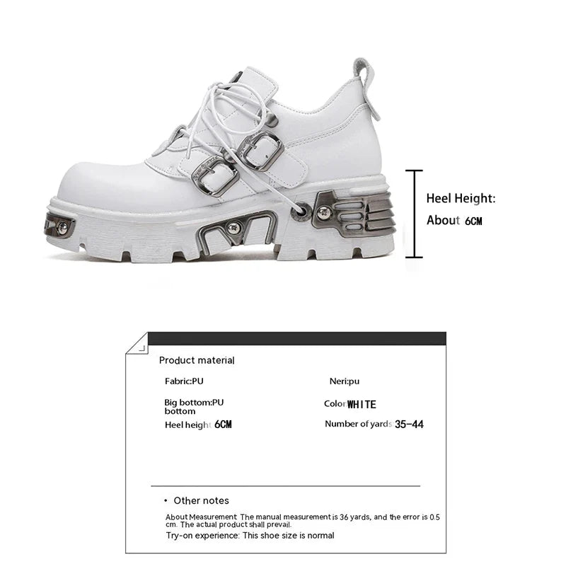 Platform Metal Punk Flats Cross Tied Buckle Single Shoes
