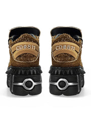 Punk rock metal decoration lace-up design platform Shoes