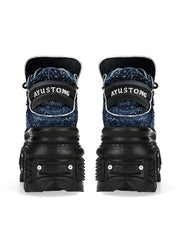 Punk rock metal decoration lace-up design super-high heel platform Shoes