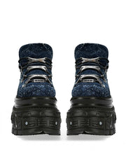 Punk rock metal decoration lace-up design super-high heel platform Shoes