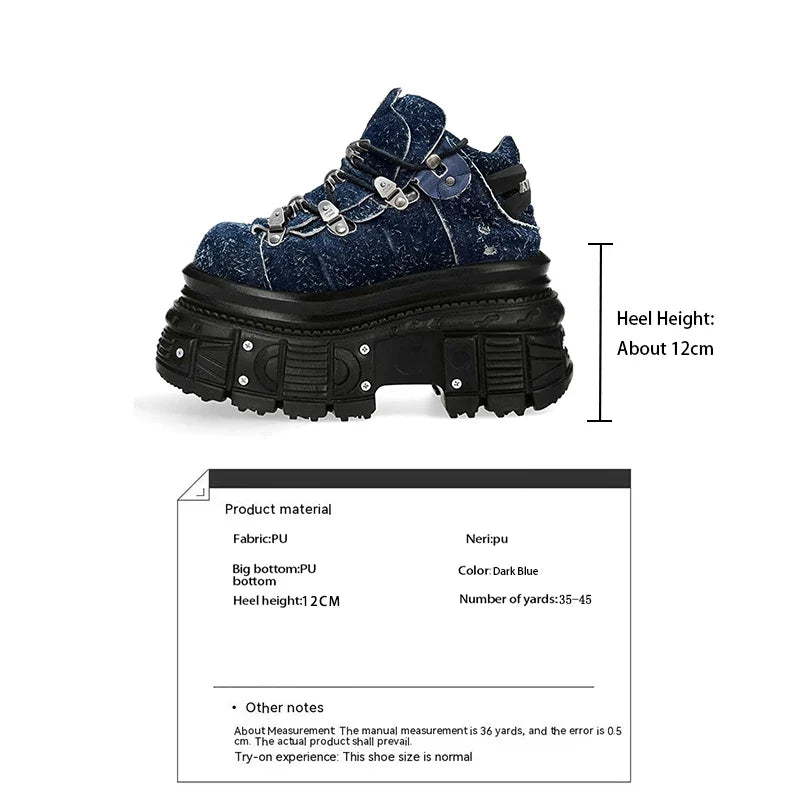 Punk rock metal decoration lace-up design super-high heel platform Shoes